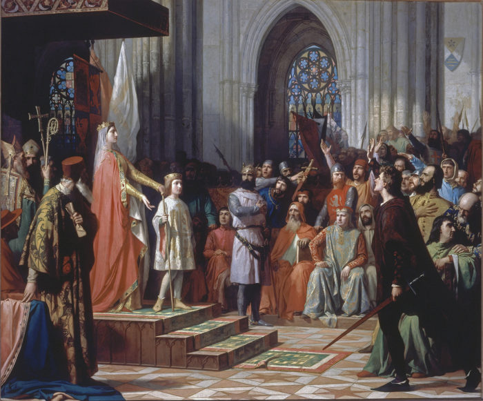 Doña María de Molina presentando a su hijo el infante don Fernando a la Cortes de Castilla reunidas en Valladolid en 1295, 1863. Congreso de los Diputados